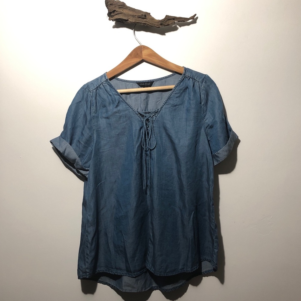 {Lucky Brand} Tencel Lace-up Blouse